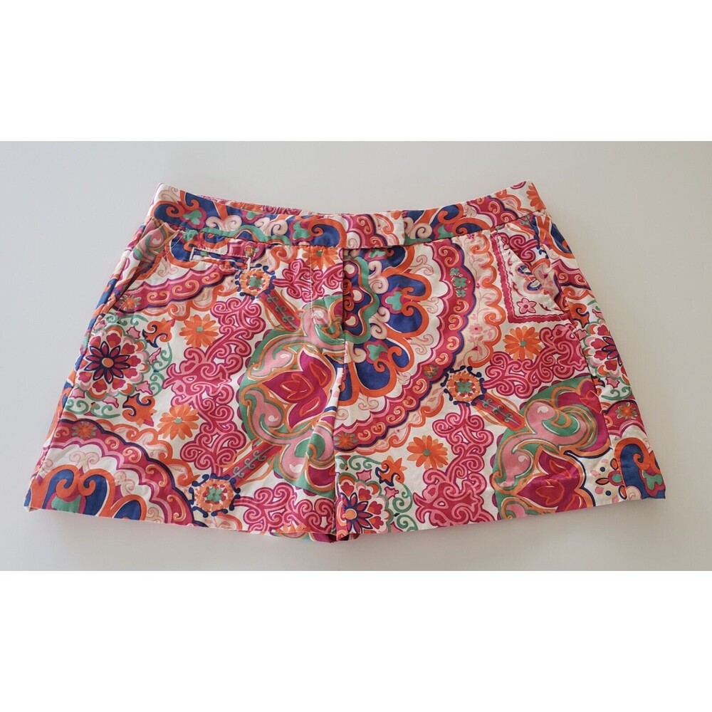 Tommy Hilfiger Women’s Paisley Floral Print Shorts Size 6 Pink Orange Colorful